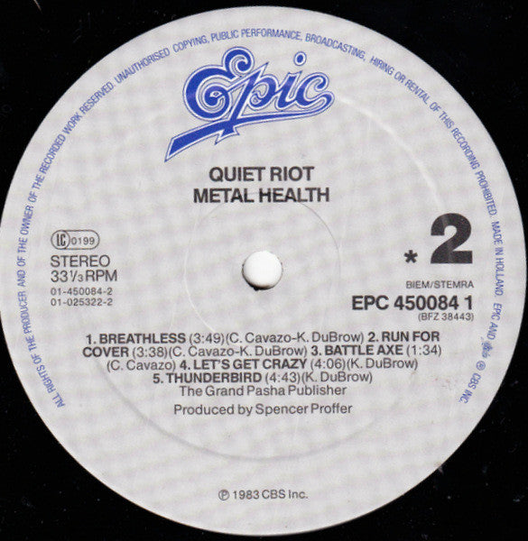 Quiet Riot : Metal Health (LP, Album, RE)