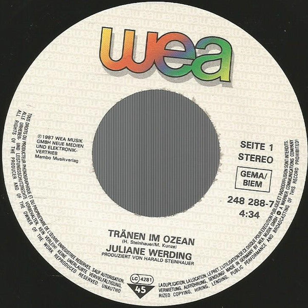 Juliane Werding : Tränen Im Ozean (7", Single)