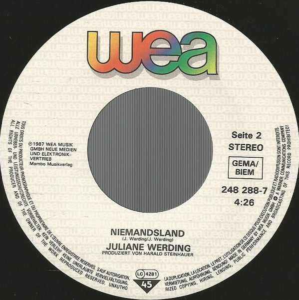 Juliane Werding : Tränen Im Ozean (7", Single)