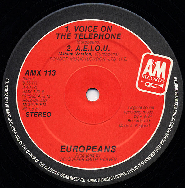 Europeans : A.E.I.O.U. (12", Single)