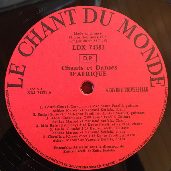 Keita Fodeba, Kante Facelli : Chants & Danses Afrique (LP)