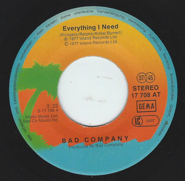 Bad Company (3) : Everything I Need (7", Single)