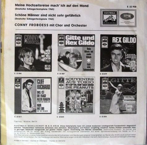 Conny Froboess : Meine Hochzeitsreise Mach' Ich Auf Den Mond / Schöne Männer Sind Nicht Sehr Gefährlich (7", Single)