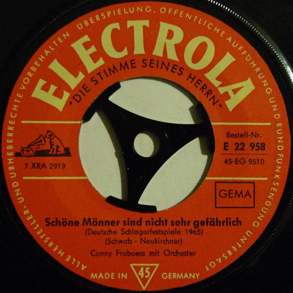 Conny Froboess : Meine Hochzeitsreise Mach' Ich Auf Den Mond / Schöne Männer Sind Nicht Sehr Gefährlich (7", Single)