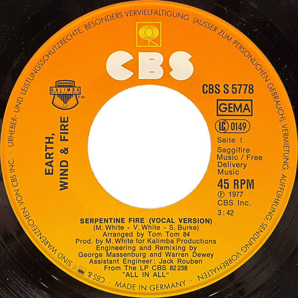 Earth Wind & Fire* : Serpentine Fire (7")