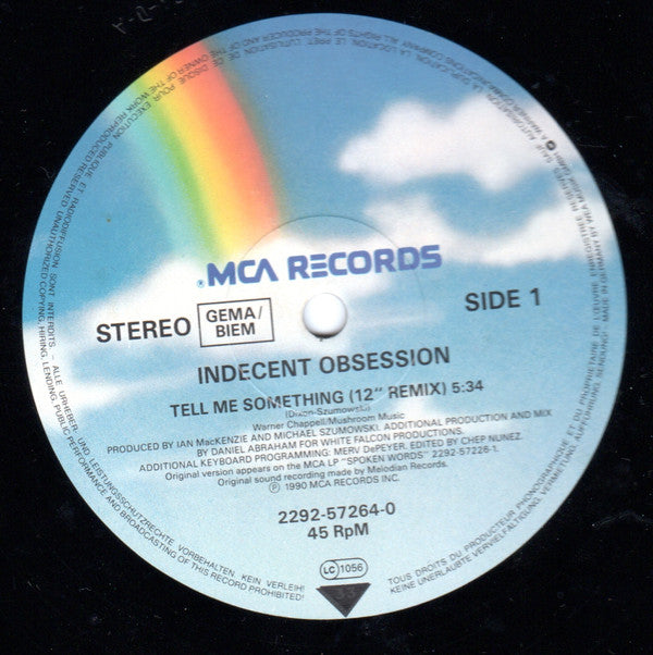 Indecent Obsession : Tell Me Something (12")