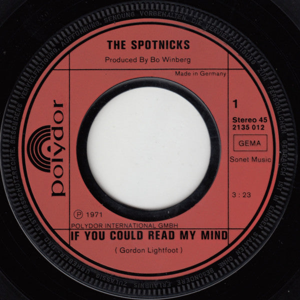 The Spotnicks : If You Could Read My Mind / Havah Nagila (7", Single)