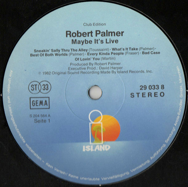 Robert Palmer : Maybe It's Live (LP, Album, Club)