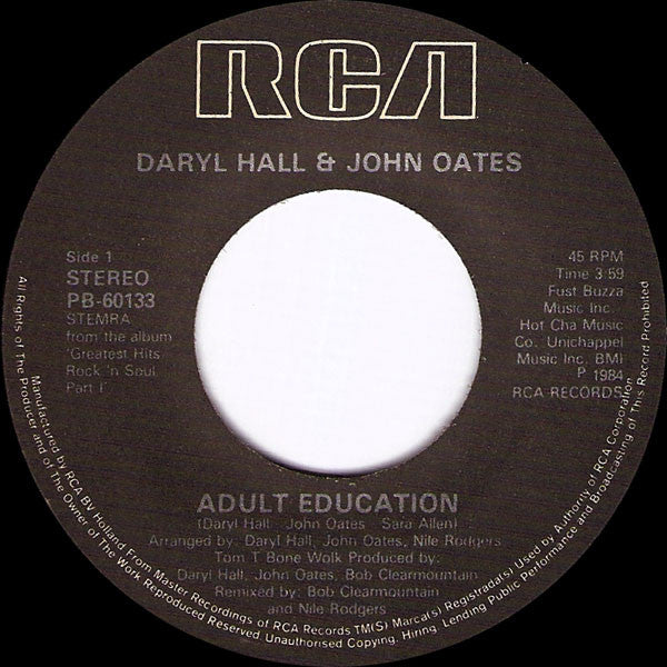 Daryl Hall & John Oates : Adult Education (7", Single)