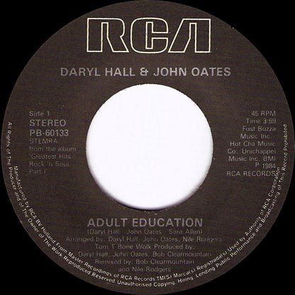 Daryl Hall & John Oates : Adult Education (7", Single)
