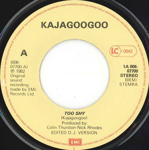Kajagoogoo : Too Shy (7", Single)