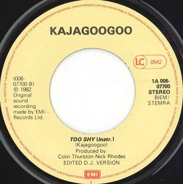 Kajagoogoo : Too Shy (7", Single)
