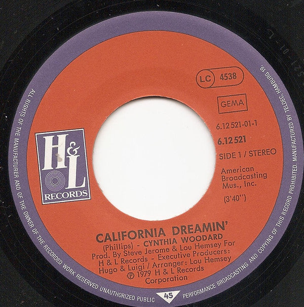 Cynthia Woodard : California Dreamin' (7", Single)