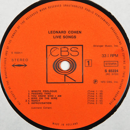Leonard Cohen : Live Songs (LP, Album)