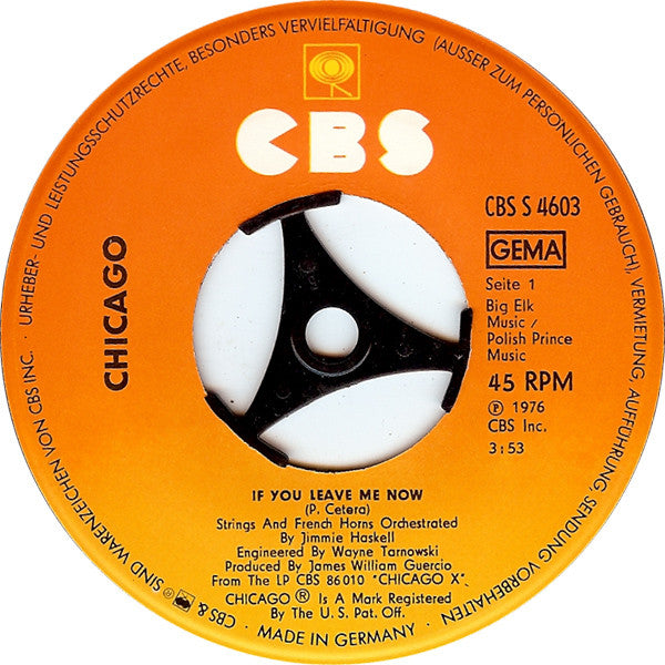 Chicago (2) : If You Leave Me Now (7", Single)