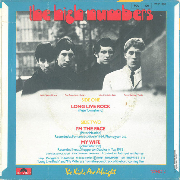 The Who : Long Live Rock (7", Single)