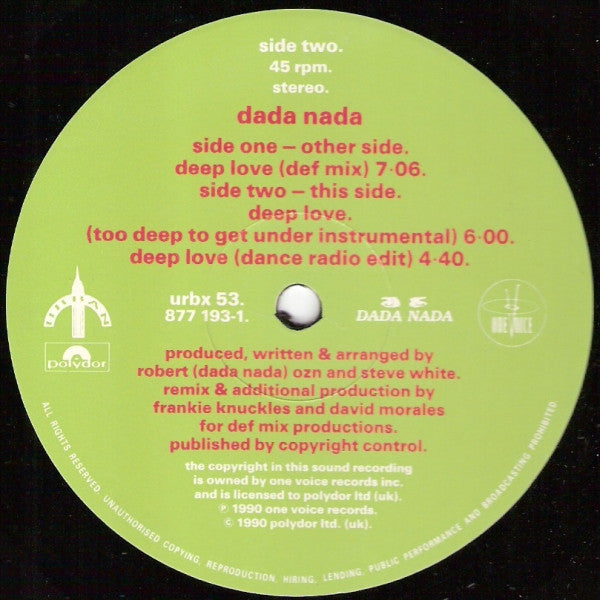 Dada Nada : Deep Love (12")