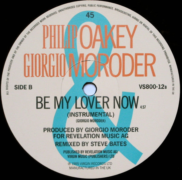 Philip Oakey & Giorgio Moroder : Be My Lover Now (12", Single)