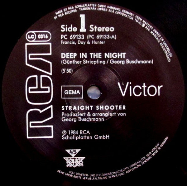 Straight Shooter : Deep In The Night / Blue Collar (12", Maxi)