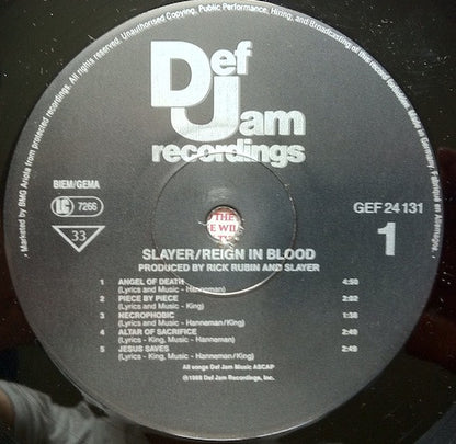 Slayer : Reign In Blood (LP, Album, RE)