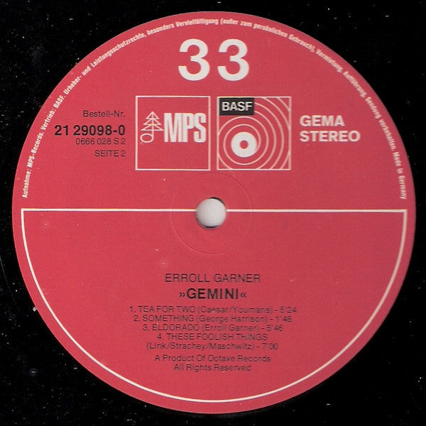 Erroll Garner : Gemini (LP, Album)