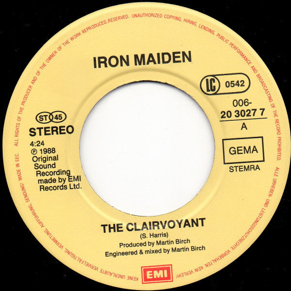 Iron Maiden : The Clairvoyant (7", Single)