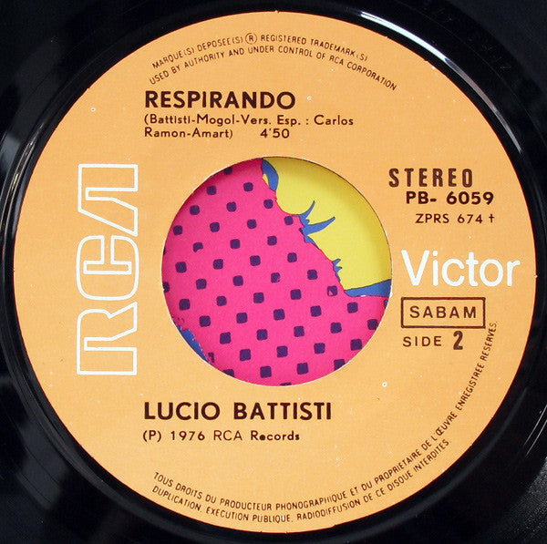 Lucio Battisti : El Velero / Respirando - En Español (7")