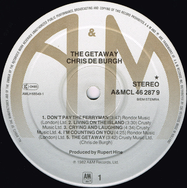 Chris de Burgh : The Getaway (LP, Album, Club)