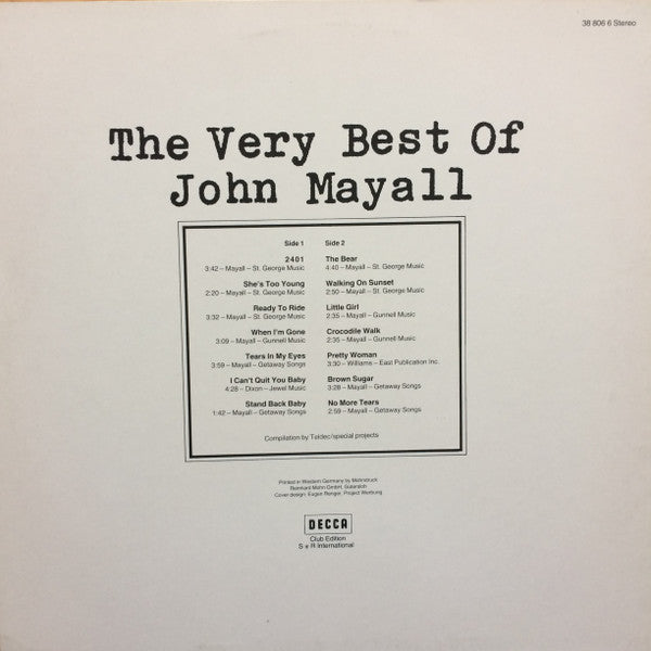John Mayall : The Very Best Of John Mayall (LP, Comp, Club)