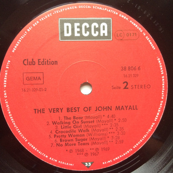 John Mayall : The Very Best Of John Mayall (LP, Comp, Club)