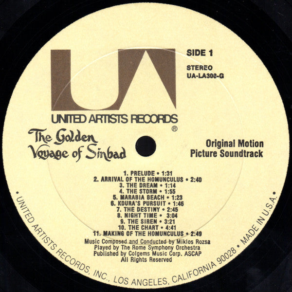 Miklos Rozsa*, The Rome Symphony Orchestra* : The Golden Voyage Of Sinbad: Original Motion Picture Soundtrack (LP, Album)