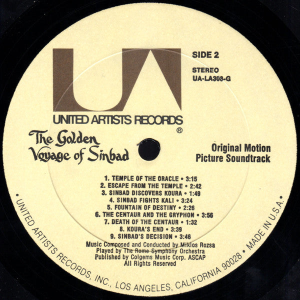 Miklos Rozsa*, The Rome Symphony Orchestra* : The Golden Voyage Of Sinbad: Original Motion Picture Soundtrack (LP, Album)