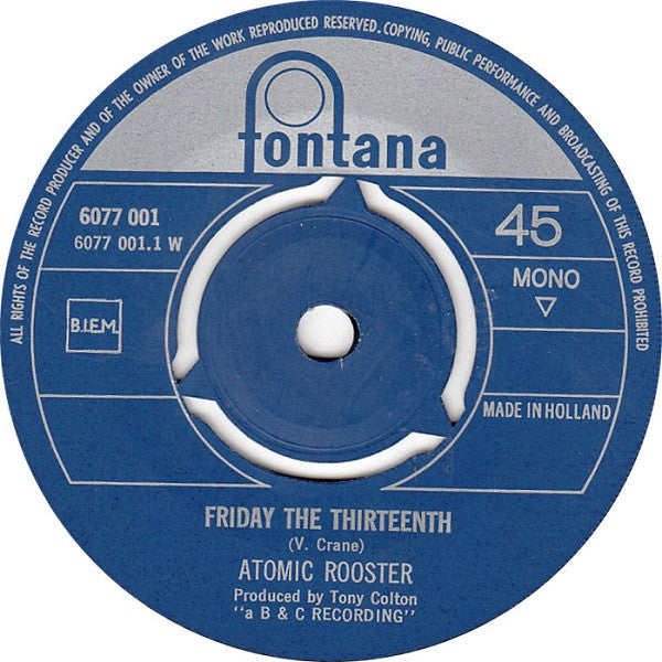 Atomic Rooster : Friday The 13th / Banstead (7", Single, Mono)