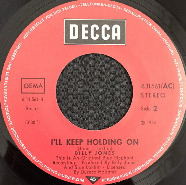 Billy Jones (3) : I'm The One / I'll Keep Holding On (7", Single)