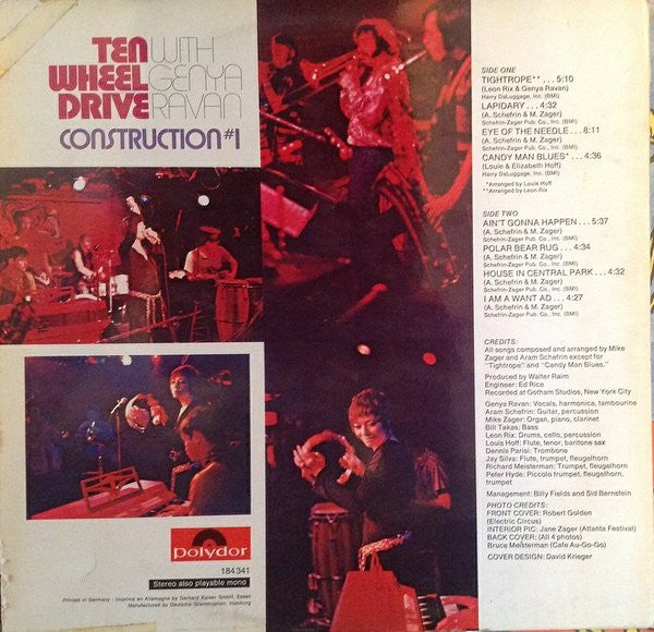 Ten Wheel Drive With Genya Ravan : Construction #1 (LP, Album, Gat)