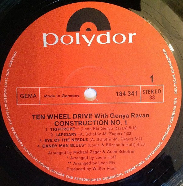 Ten Wheel Drive With Genya Ravan : Construction #1 (LP, Album, Gat)
