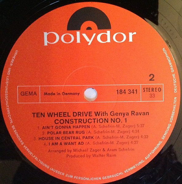 Ten Wheel Drive With Genya Ravan : Construction #1 (LP, Album, Gat)