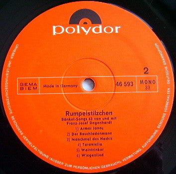 Franz Josef Degenhardt : Rumpelstilzchen (LP, Album, Mono, RE)