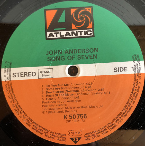 Jon Anderson : Song Of Seven (LP, Album)