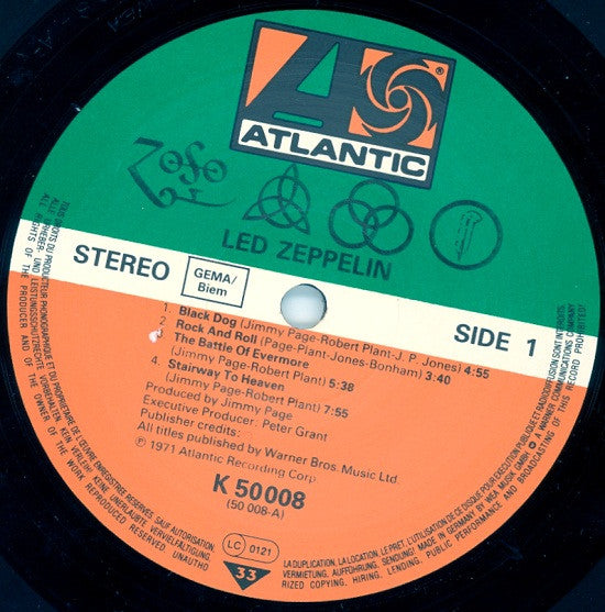 Led Zeppelin : Untitled (LP, Album, RE, Gat)