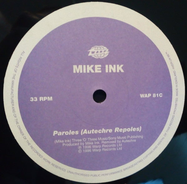 Mike Ink : Paroles (2x12")