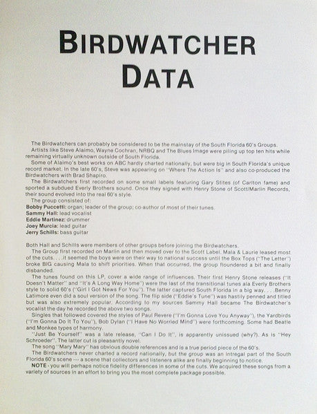 Birdwatchers* : South Florida's Birdwatchers - 60's Sounds (LP, Comp)