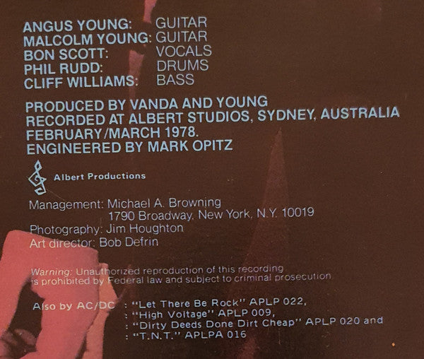 AC/DC : Powerage (LP, Album, RE)