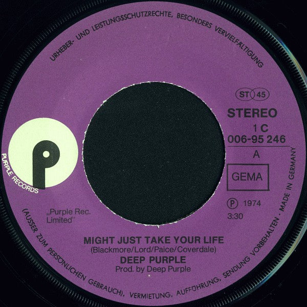 Deep Purple : Might Just Take Your Life (7", Single)