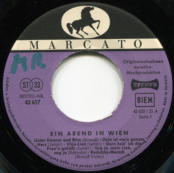 Berliner Symphoniker Directed By Robert Stolz : Ein Abend In Wien Von Johann Strauß Bis Robert Stolz (7", EP)