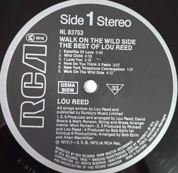 Lou Reed : Walk On The Wild Side - The Best Of Lou Reed (LP, Comp, RE)