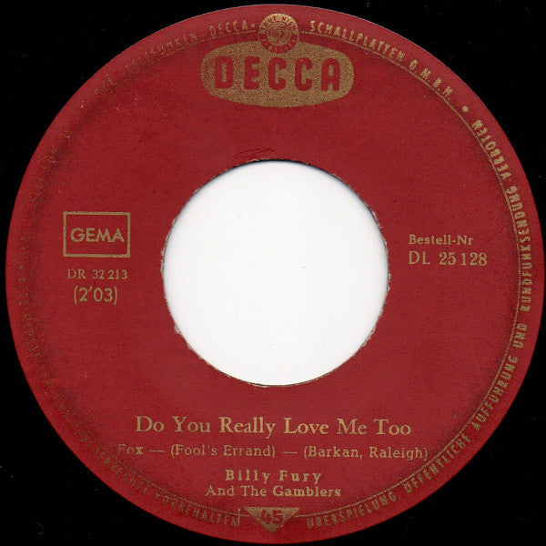 Billy Fury & The Gamblers (4) : The Hippy Hippy Shake (7", Single)