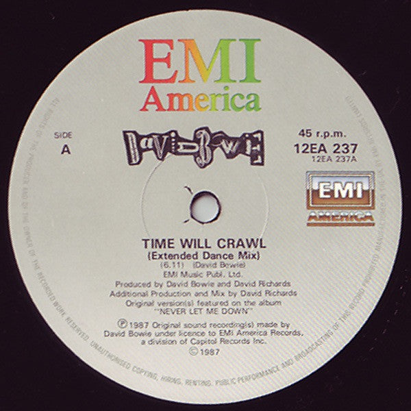 David Bowie : Time Will Crawl (Extended Dance Mix) (12")