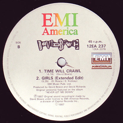 David Bowie : Time Will Crawl (Extended Dance Mix) (12")