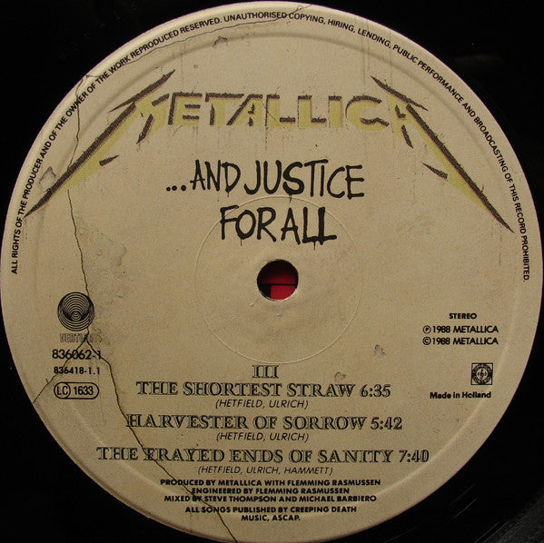 Metallica : ...And Justice For All (2xLP, Album, PRS)